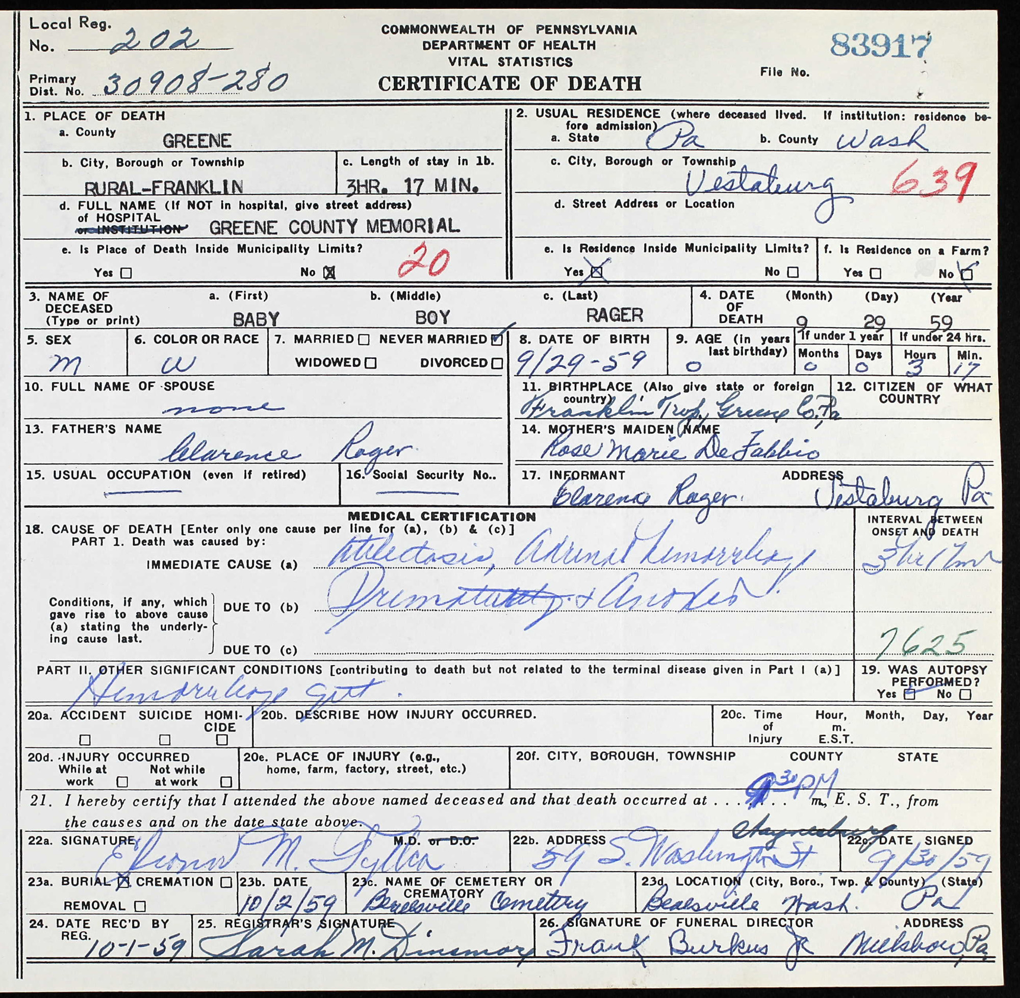 death certificate